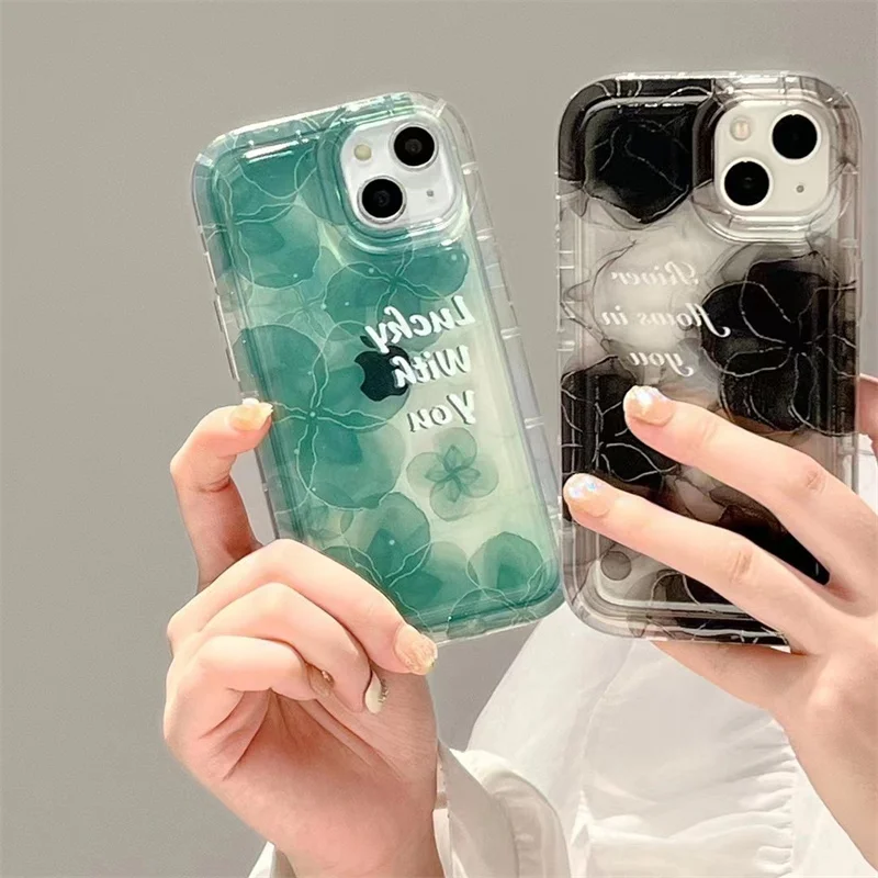 High end Black Ink painting Pattern Clear Clover Phone Case For IPhone 14 13 12 Pro Max 11 Soft Silicone TPU Thick Protect Cover
High end Black Ink painting Pattern Clear Clover Phone Case For IPhone 14 13 12 Pro Max 11 Soft Silicone TPU Thick Protect Cover