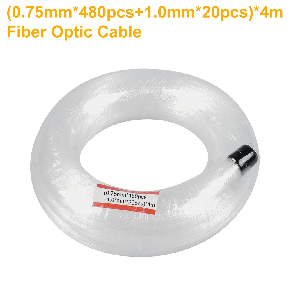 4M(0.75mm*480pcs+1.0mm*20pcs) End Glow Fiber Optic Cable For Starry Sky Machine Ceiling Child Room Indoor Decoration
4M(0.75mm*480pcs+1.0mm*20pcs) End Glow Fiber Optic Cable For Starry Sky Machine Ceiling Child Room Indoor Decoration