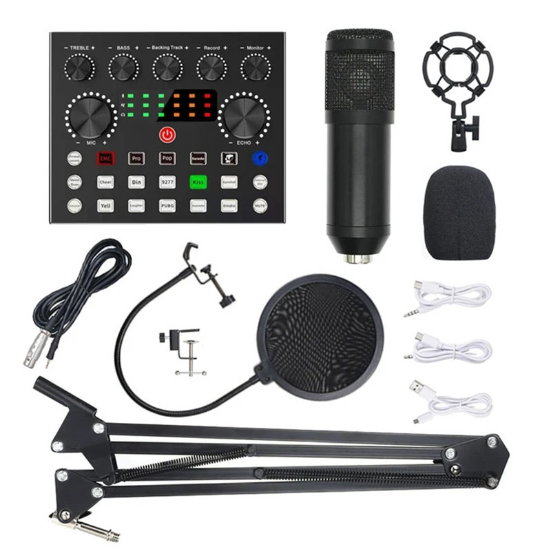 

BM800 комплекты микрофона с живой звуковой картой, подвесной ножничным рычагом, амортизационным креплением и фильтром для студийной записи