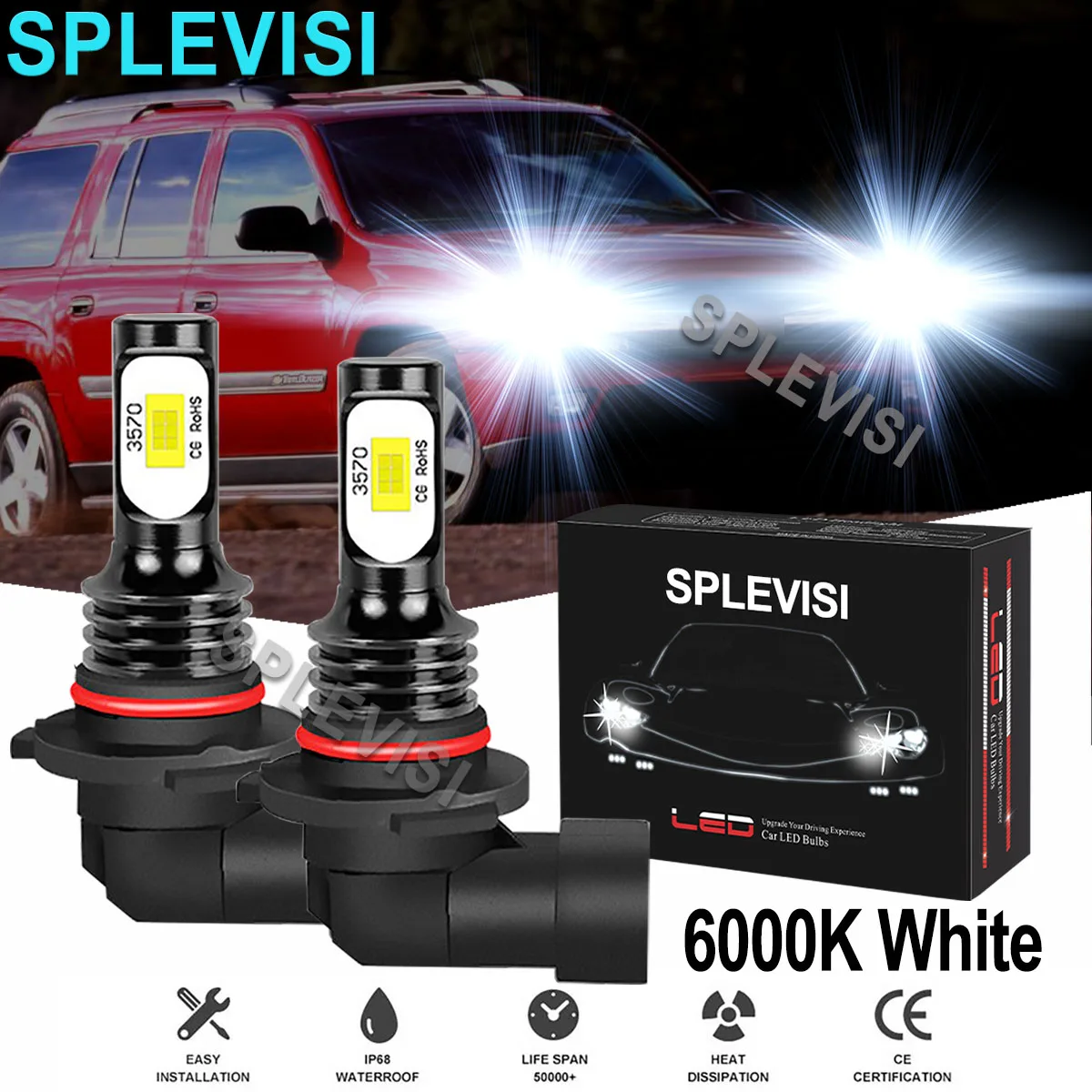 2x70W White Car LED Headlight High Beam Bulbs 6000K For Chevy C10 C/K1500/2500 Pickup Truck 1988-1998 Chevy Camaro 1998-2002
2x70W White Car LED Headlight High Beam Bulbs 6000K For Chevy C10 C/K1500/2500 Pickup Truck 1988-1998 Chevy Camaro 1998-2002
