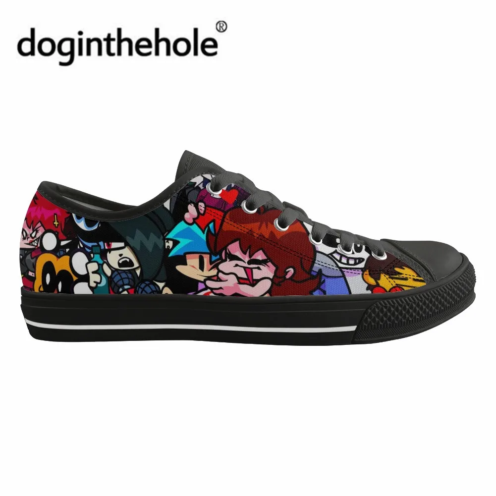 

Doginthehole Casual Canvas Shoes Friday Night Funkin Printed Sneakers Low Top Vulcanized Shoes Lace Up Flats for Teen Girls