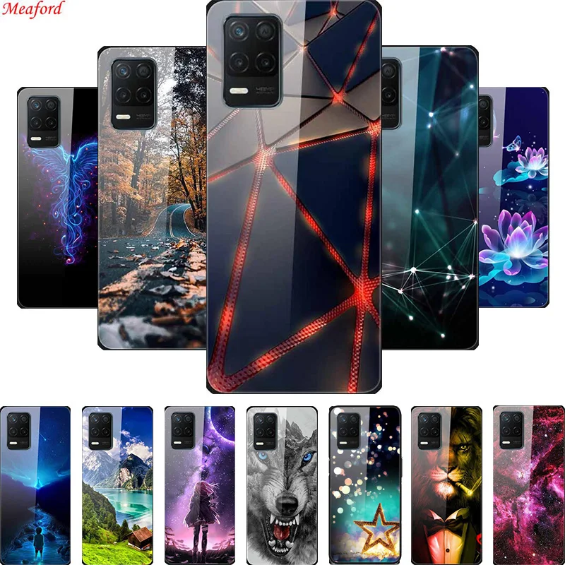 Стеклянный чехол для Realme 8 5G Pro с мягкими краями задняя крышка из закаленного