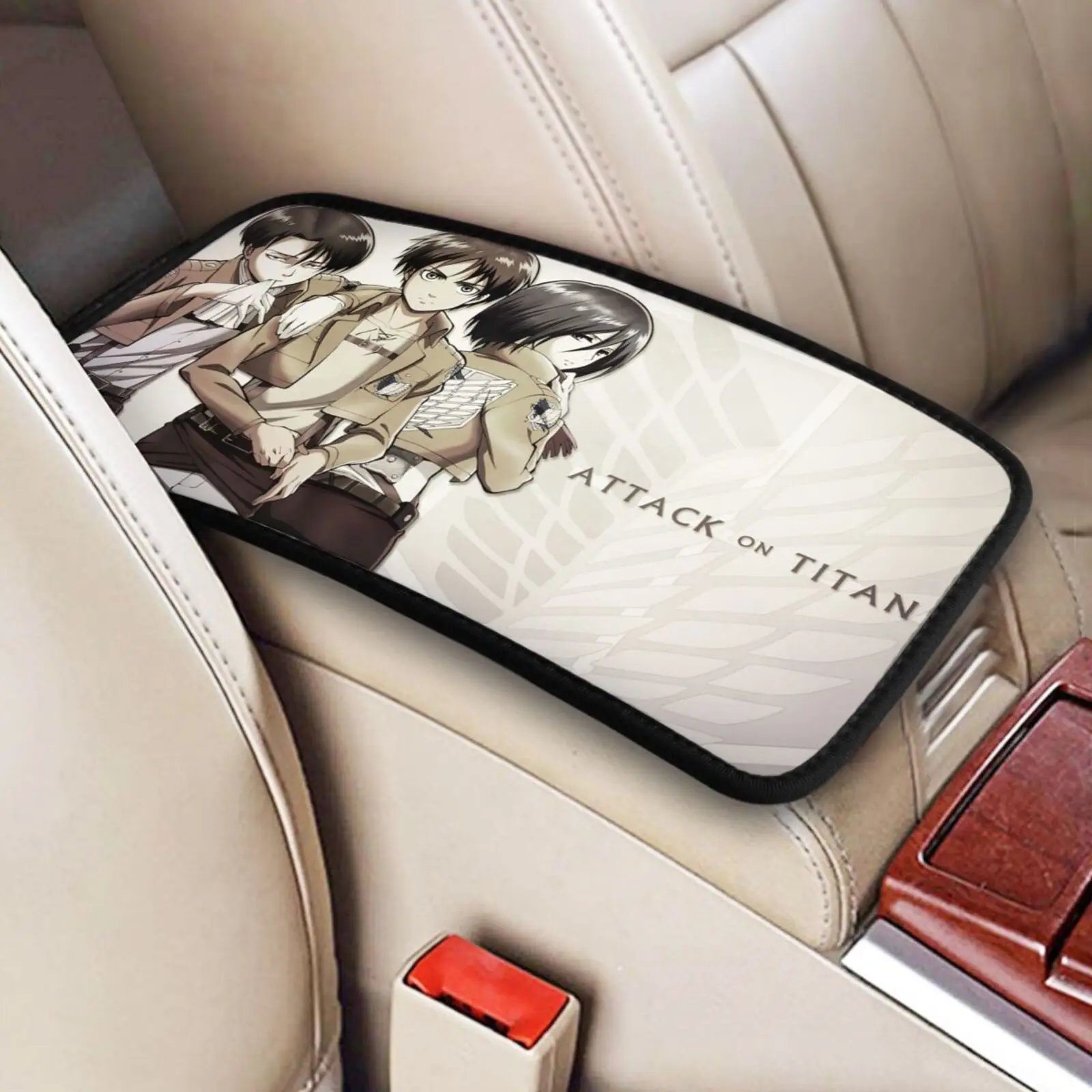 

For Auto Interior Truck Suv Van Vehicle Car Armrest Cover 3d Custom Print Attack on Titan Waterproof Car Handrail Box Cushion