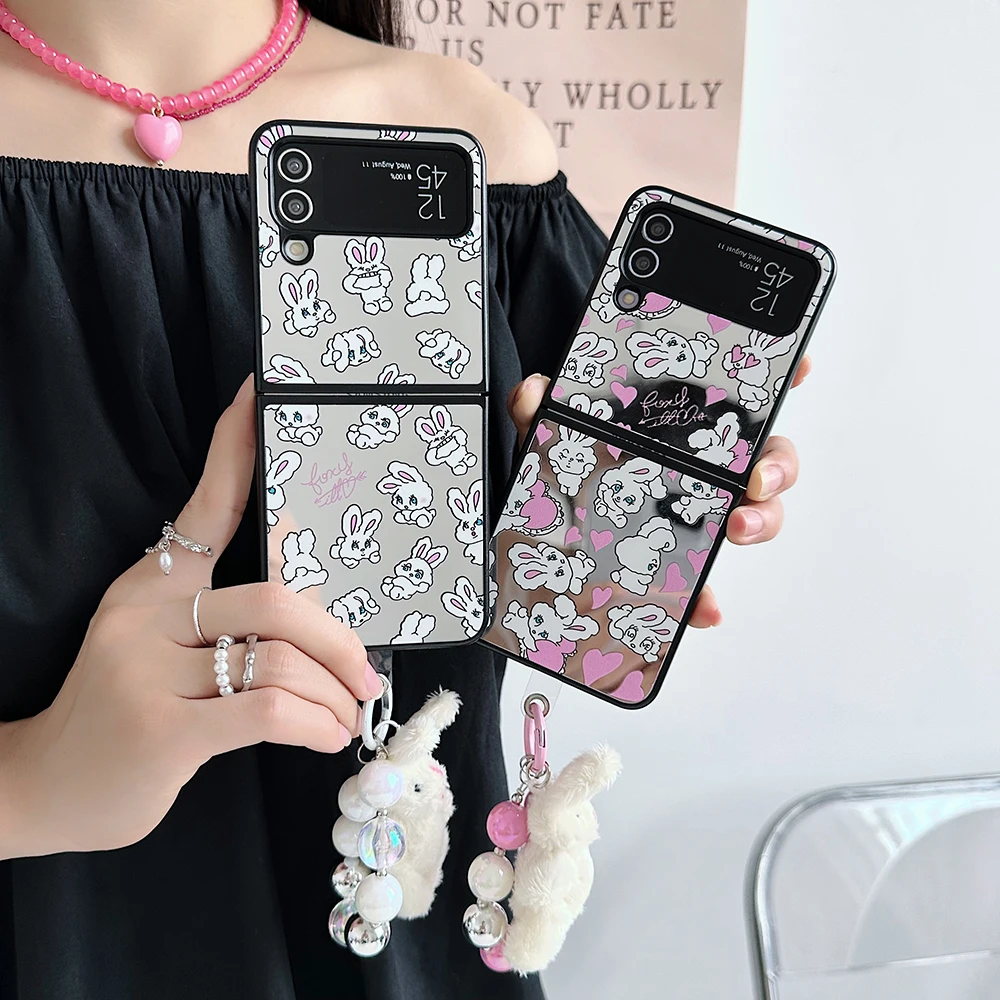 Cute Cartoon Love Rabbit Mirror with Lanyard Bracelet Phone Case for Samsung Galaxy ZFlip3 ZFlip4 5G Anti-drop Cover Coque
Cute Cartoon Love Rabbit Mirror with Lanyard Bracelet Phone Case for Samsung Galaxy ZFlip3 ZFlip4 5G Anti-drop Cover Coque