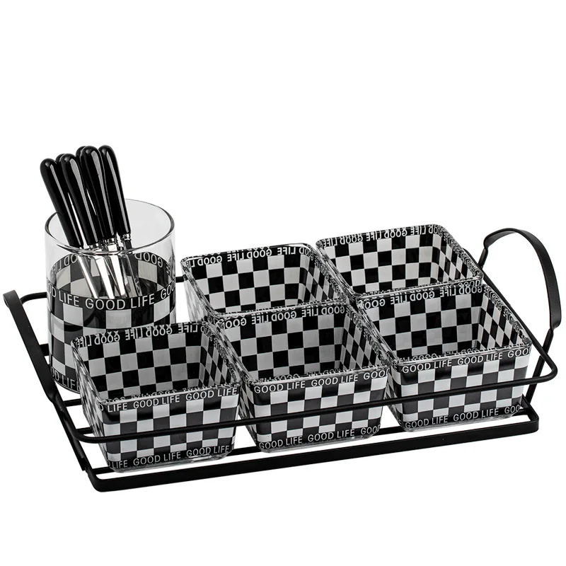 European-style Square Chessboard Black and White Snacks Candy Fruit Platter Snack Grid Plate Service Tea Tray Home Decoration
European-style Square Chessboard Black and White Snacks Candy Fruit Platter Snack Grid Plate Service Tea Tray Home Decoration