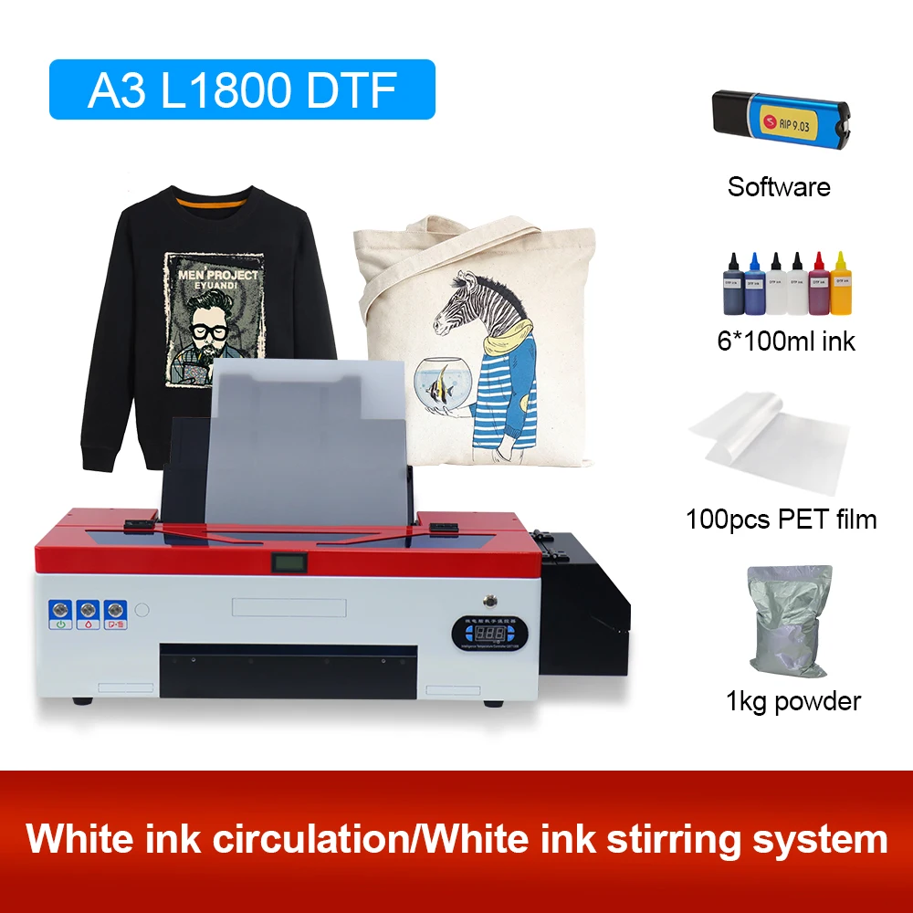Фото A3 DTF принтер для Epson L1800 с прямой передачей чернил на пленку для капюшонов и футболок.