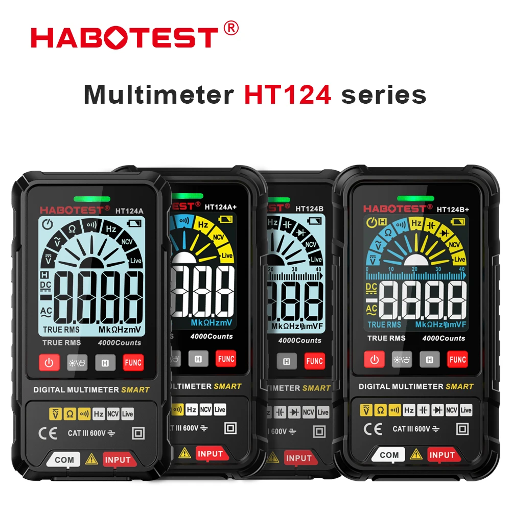 HABOTEST Multimeter Capacitor Tester Professional Smart Voltmeter True RMS AC DC Voltage Ohm HZ Diode Continuity Meter HT124B/A
HABOTEST Multimeter Capacitor Tester Professional Smart Voltmeter True RMS AC DC Voltage Ohm HZ Diode Continuity Meter HT124B/A
