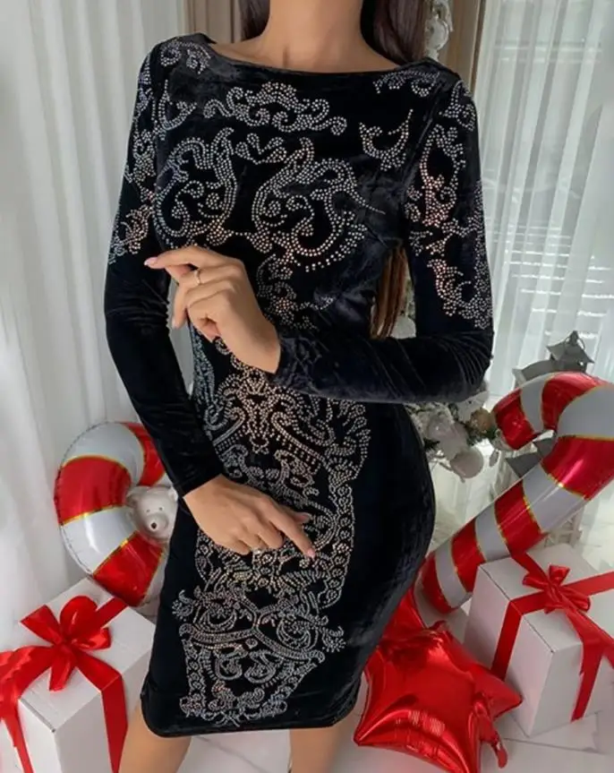 Dresses for Women 2022 Black Fashion Evening Dress Rhinestone Decor Long Sleeve Velvet Party Dress Vestidos De Mujer
Dresses for Women 2022 Black Fashion Evening Dress Rhinestone Decor Long Sleeve Velvet Party Dress Vestidos De Mujer