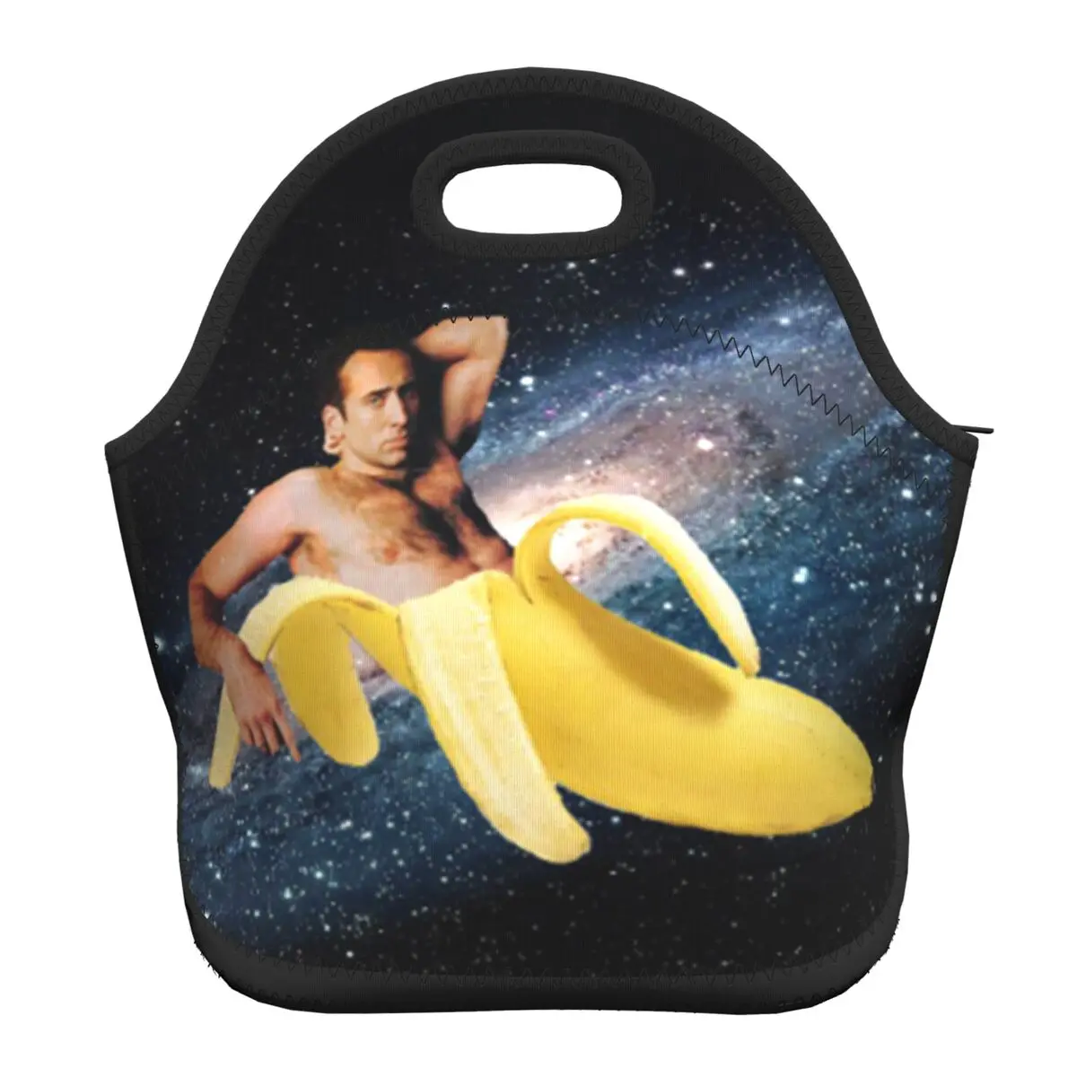 Nicolas Cage In A Banana Insulated Lunch Bag Resuable Thermal Cooler Neoprene Food Lunch Box for Women Kids School Children
Nicolas Cage In A Banana Insulated Lunch Bag Resuable Thermal Cooler Neoprene Food Lunch Box for Women Kids School Children