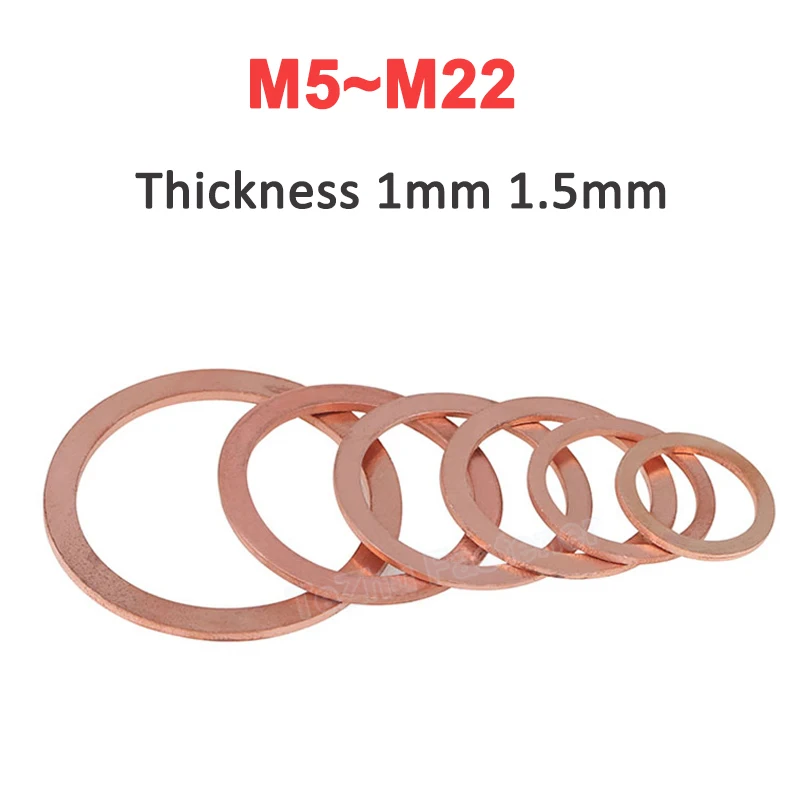 

5-50 шт. M5 M6 M8 M10 M12 M14 M16 M18 M20 M22 твердая медная шайба Shim плоское кольцо уплотнительные кольца плоская прокладка шайбы крепеж