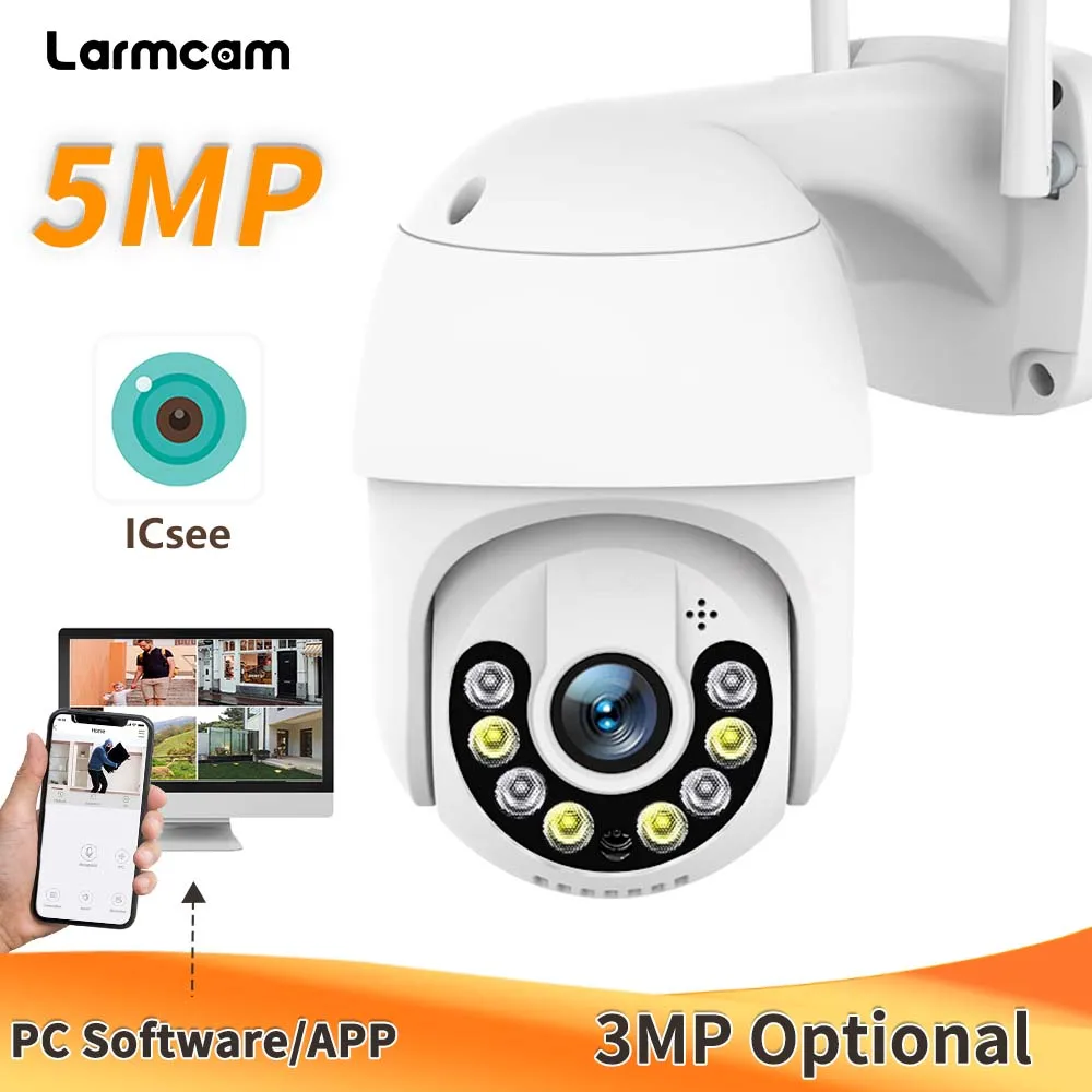 

ICsee WiFi камера 5MP Наружная система видеонаблюдения Домашняя защита Безопасность PTZ IP Cam System 360 Onvif RJ45 3MP AI Обнаружение человека 4X Цифровой зум