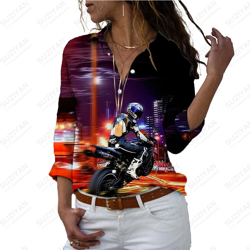 Summer new lady shirt motorcycle 3D printed lady shirt cool casual style ladies shirt fashion trend loose lady shirt
Summer new lady shirt motorcycle 3D printed lady shirt cool casual style ladies shirt fashion trend loose lady shirt