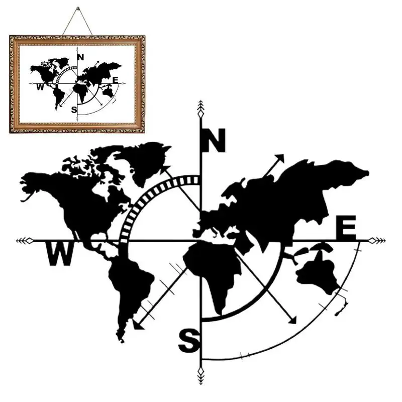 Metal World Map Wall Art Metal Silhouette Ornament Compass Design Wall Hanging Art For Home Office School Classroom Living Room
Metal World Map Wall Art Metal Silhouette Ornament Compass Design Wall Hanging Art For Home Office School Classroom Living Room