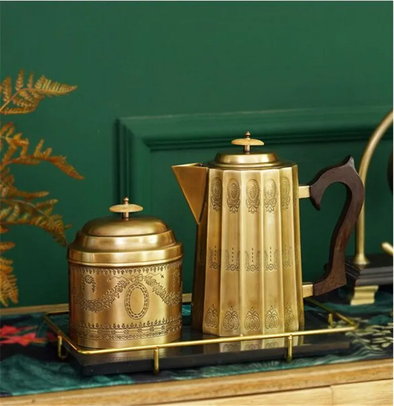Carving Retro Style Solid Brass Kitchen Storage Tank Coffee Pot Sugar Bowl Tea Pot Tea Caddies With Lid Copper Kitchen Storage
Carving Retro Style Solid Brass Kitchen Storage Tank Coffee Pot Sugar Bowl Tea Pot Tea Caddies With Lid Copper Kitchen Storage