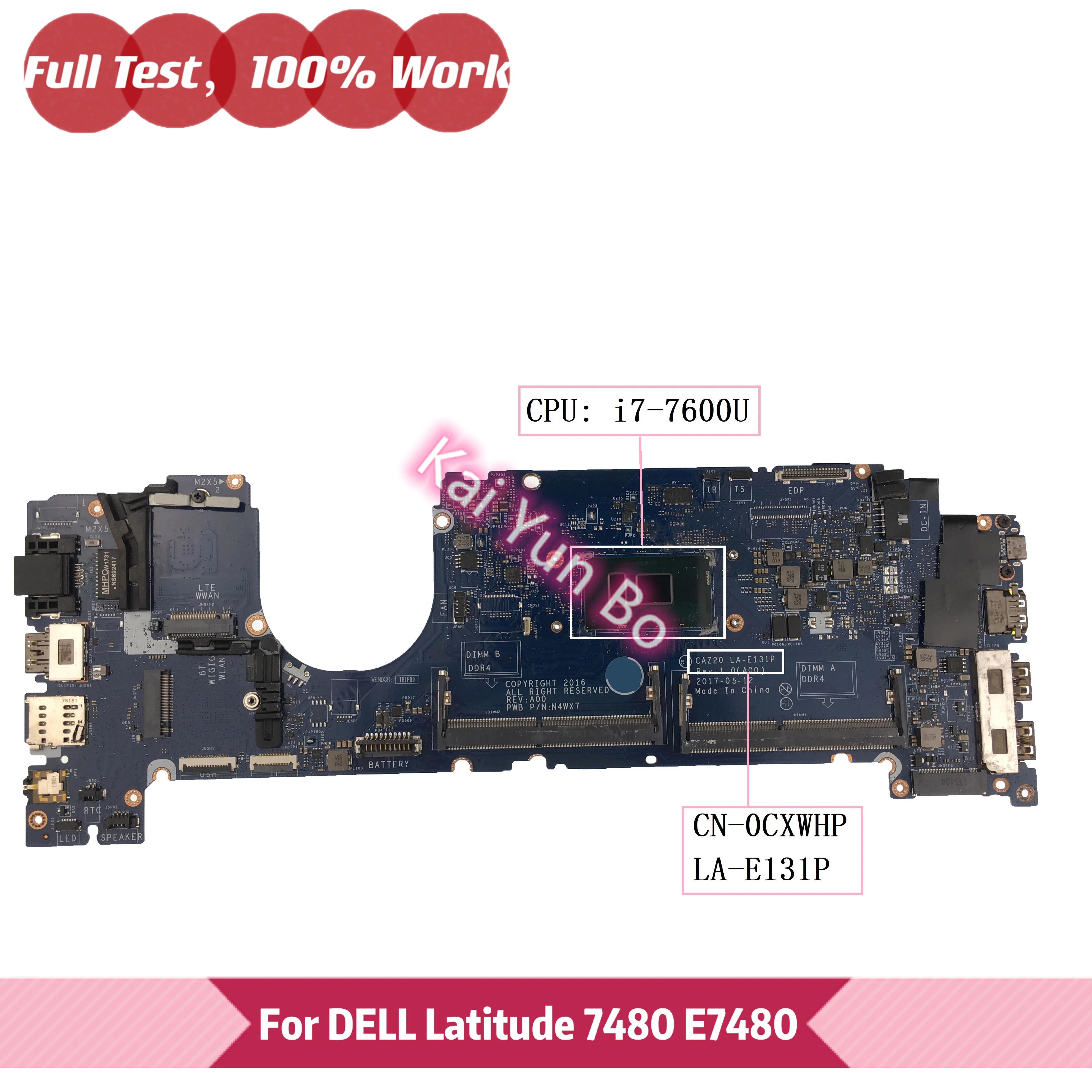 Материнская плата для ноутбука DELL Latitude 7480 E7480, модель CAZ20 LA-E131P 0CXWHP с процессором I7-7600U DDR4 100%, протестирована
Материнская плата для ноутбука DELL Latitude 7480 E7480, модель CAZ20 LA-E131P 0CXWHP с процессором I7-7600U DDR4 100%, протестирована