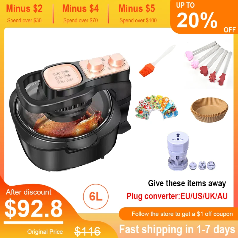 Visualization 6L Air Fryer Detachable Non-Stick Frying Basket Hot Air Baking With Oil Kitchen Power Failure Protection 1100W
Visualization 6L Air Fryer Detachable Non-Stick Frying Basket Hot Air Baking With Oil Kitchen Power Failure Protection 1100W