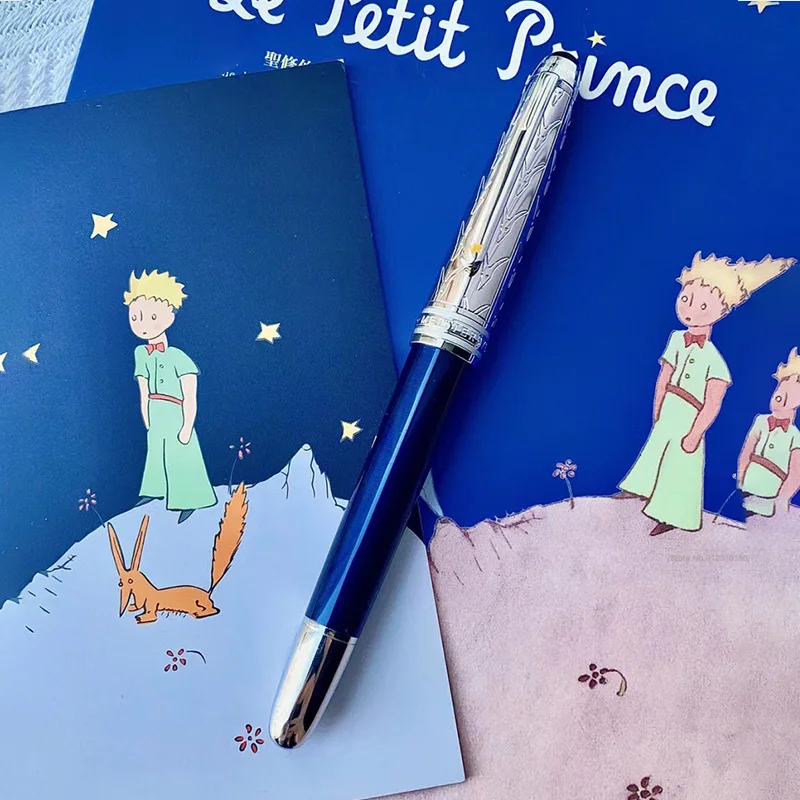 

Little Prince and Fox Navy Dark Blue Ballpoint Pen Monte Rollerball Fountain Pen Blance Luxury MB Stationery Inlay Serial Number