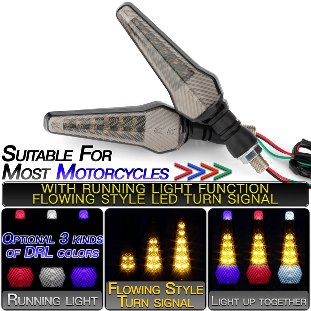 Universal Motorcycle Turn Signal Dual Color Flowing Turning Light DRL Driving Lamp Sword-Shaped LED Sequential Light Accessories
Universal Motorcycle Turn Signal Dual Color Flowing Turning Light DRL Driving Lamp Sword-Shaped LED Sequential Light Accessories