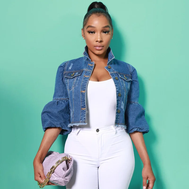 New 7-point Bubble Sleeve Women's Washing Patchwork Short Denim Jacket Coat 2022 Spring Autumn
New 7-point Bubble Sleeve Women's Washing Patchwork Short Denim Jacket Coat 2022 Spring Autumn