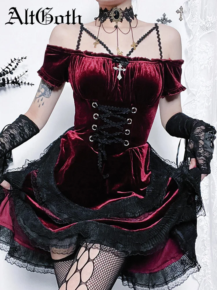 AltGoth Vintage Gothic Lolita Dress Women Hotsweet Y2k E-girl Sexy Emo Lace Patchwork High Waist Bandage Corset Dress Partywear
AltGoth Vintage Gothic Lolita Dress Women Hotsweet Y2k E-girl Sexy Emo Lace Patchwork High Waist Bandage Corset Dress Partywear