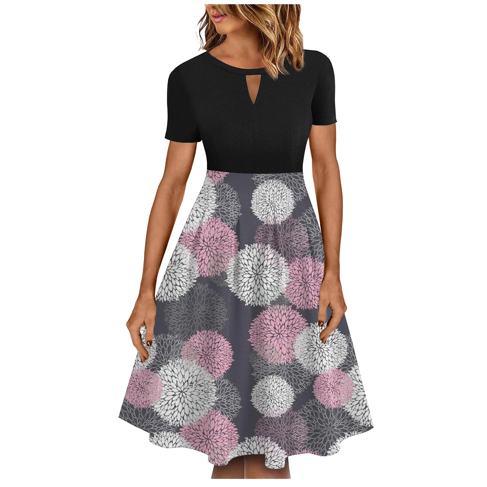 Women'S Dress Crewneck Hollowed Out Printed Skirt Hem Printed Pattern Short-Sleeved Summer Vintage Casual Party Dress Vestidos
Women'S Dress Crewneck Hollowed Out Printed Skirt Hem Printed Pattern Short-Sleeved Summer Vintage Casual Party Dress Vestidos