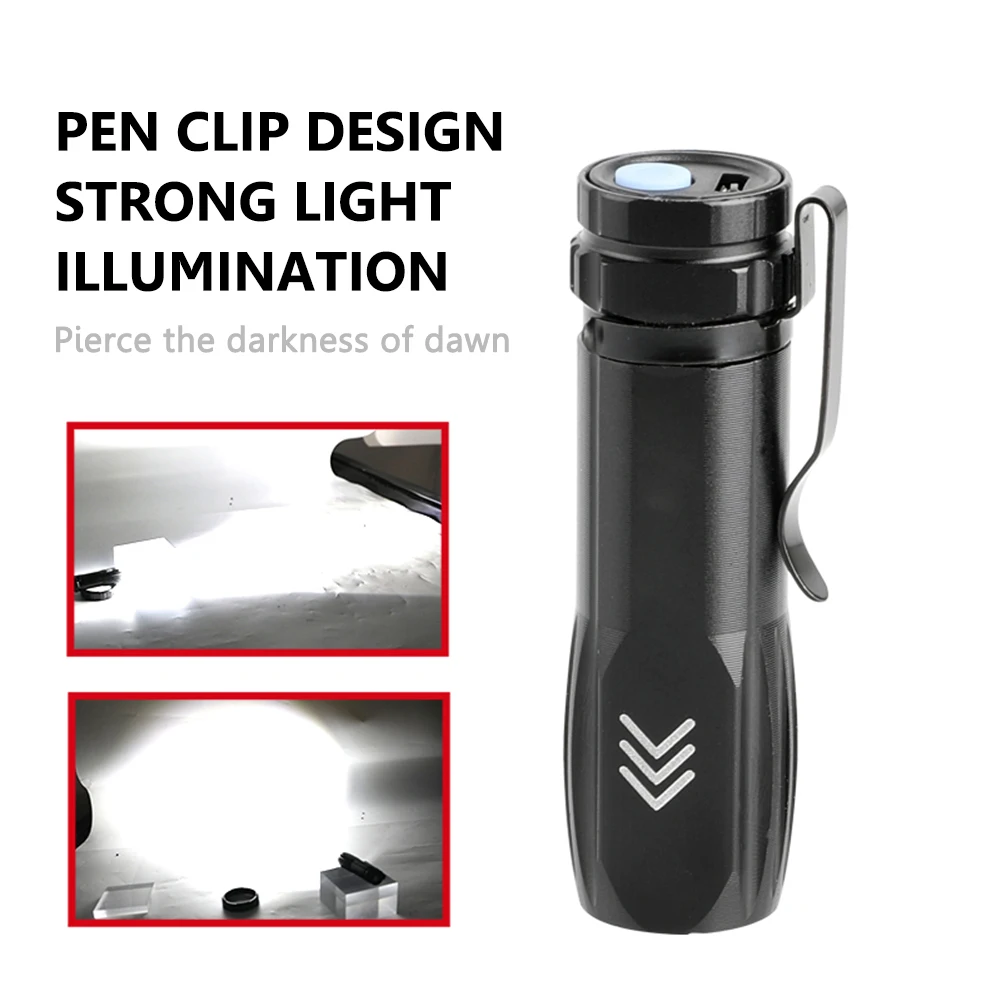 Strong LED Flashlight Aluminum Alloy Mini Portable Pen Clip Light Pocket Torch USB Rechargeable Outdoor Camping Flash Lights
Strong LED Flashlight Aluminum Alloy Mini Portable Pen Clip Light Pocket Torch USB Rechargeable Outdoor Camping Flash Lights