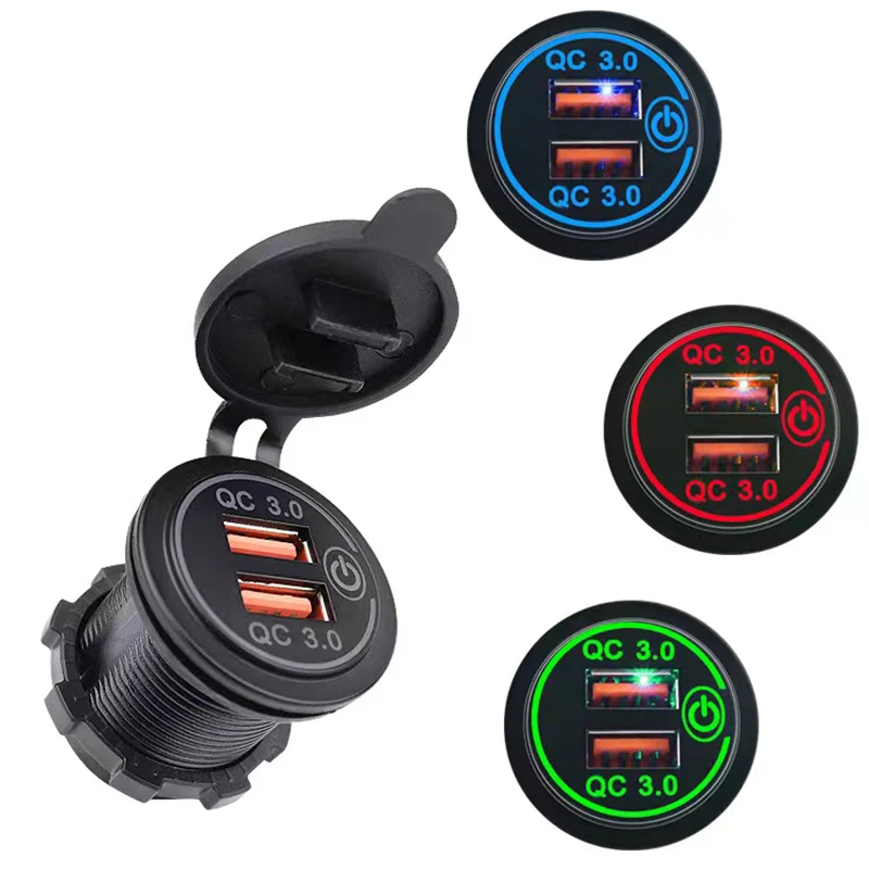 12V/24V QC3.0 USB Car Charger Dual Auto Charger Socket with Touch Switch Fast Charge Outlet for Truck Boat ATV Motorcycle
12V/24V QC3.0 USB Car Charger Dual Auto Charger Socket with Touch Switch Fast Charge Outlet for Truck Boat ATV Motorcycle
