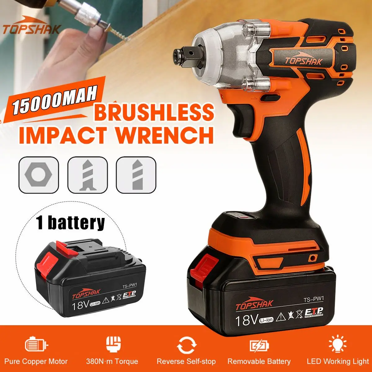 Electric Impact Wrench Brushless Wrench 15000Amh Li-ion Battery Hand Drill Installation Power Tool For Makita 18V Batterry
Electric Impact Wrench Brushless Wrench 15000Amh Li-ion Battery Hand Drill Installation Power Tool For Makita 18V Batterry