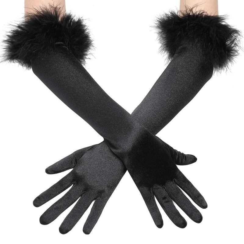 

Women Long Show Gloves Elbow Length Shoulder Soft Stretch for Evening Wedding Dress Costume Burgundy Style