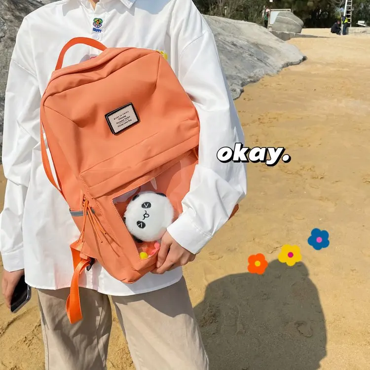 Solid Color Transparent Pocket Large Capacity Backpack Waterproof Nylon Female Schoolbag College Lady Laptop Backpacks
Solid Color Transparent Pocket Large Capacity Backpack Waterproof Nylon Female Schoolbag College Lady Laptop Backpacks