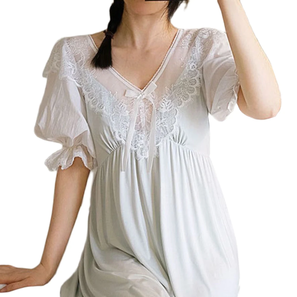2022 Summer New French Style Nightdress Women Lace Modal Beautiful Elegant Noble Nightgown Cotton Short Sleeved V-neck Robe
2022 Summer New French Style Nightdress Women Lace Modal Beautiful Elegant Noble Nightgown Cotton Short Sleeved V-neck Robe