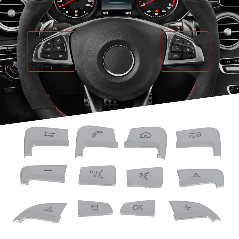 Чехлы на кнопки рулевого колеса для Mercedes-Benz C GLC Class W205, отделка, наклейки, серебристые чехлы на внутренние кнопки, отделка, Стайлинг автомобиля
Чехлы на кнопки рулевого колеса для Mercedes-Benz C GLC Class W205, отделка, наклейки, серебристые чехлы на внутренние кнопки, отделка, Стайлинг автомобиля