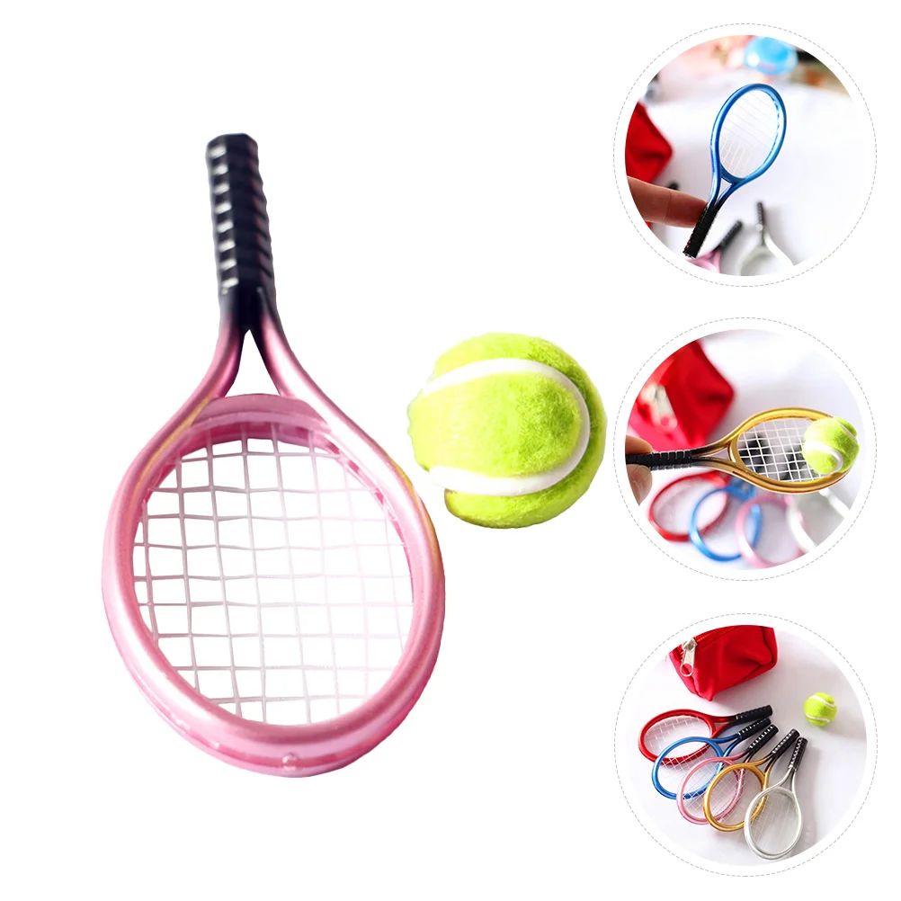 

2 Sets Tennis Racket Mini Miniature Racquet Kids Playset Outdoor Household DIY Decor Plastic Supply Ornament Child Toys