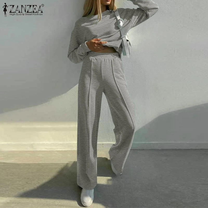 Women Matching Sets 2022 Tracksuits Casual Solid Long Sleeve Pullovers Wide Leg Pants Oversized ZANZEA Fashion Two Piece Sets 7
Women Matching Sets 2022 Tracksuits Casual Solid Long Sleeve Pullovers Wide Leg Pants Oversized ZANZEA Fashion Two Piece Sets 7
