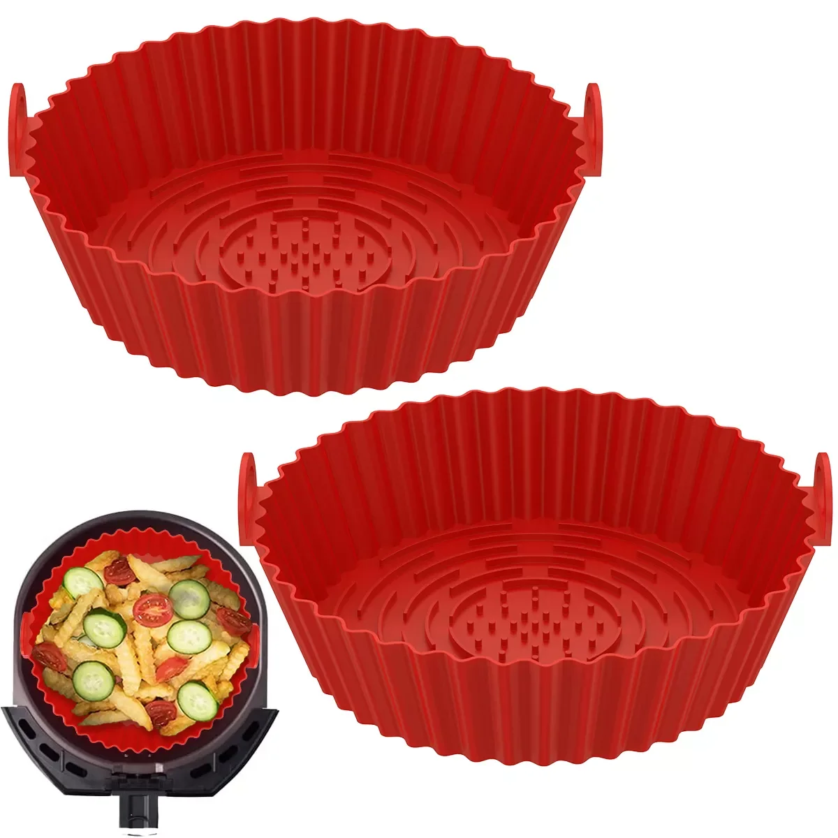 2Pcs Air Fryer Silicone Baking Tray Air Fryers Oven Baking Tray Fried Chicken Mat Reusable Air Fryer Liner Air Fryer Accessories
2Pcs Air Fryer Silicone Baking Tray Air Fryers Oven Baking Tray Fried Chicken Mat Reusable Air Fryer Liner Air Fryer Accessories