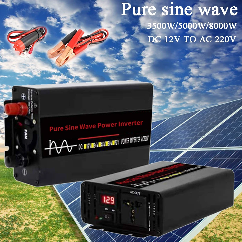 DC 12v To AC 220V Pure Sine Wave Power Inverter 3500W/5000W/8000W For Solar Panel Home Outdoor Camping Wave Power Inverter
DC 12v To AC 220V Pure Sine Wave Power Inverter 3500W/5000W/8000W For Solar Panel Home Outdoor Camping Wave Power Inverter
