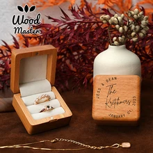 Wood Ring Box Engagement Wedding Ceremony Ring Storage Proposal Portable Gifts Bead Case Rustic Wedding
