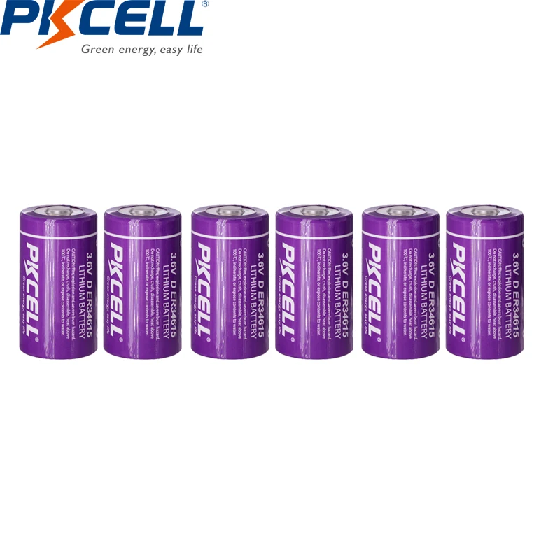 

6 x PKCELL 3.6V D size ER34615 19000mAH Li-SOCl2 Battery for water/electricity meter