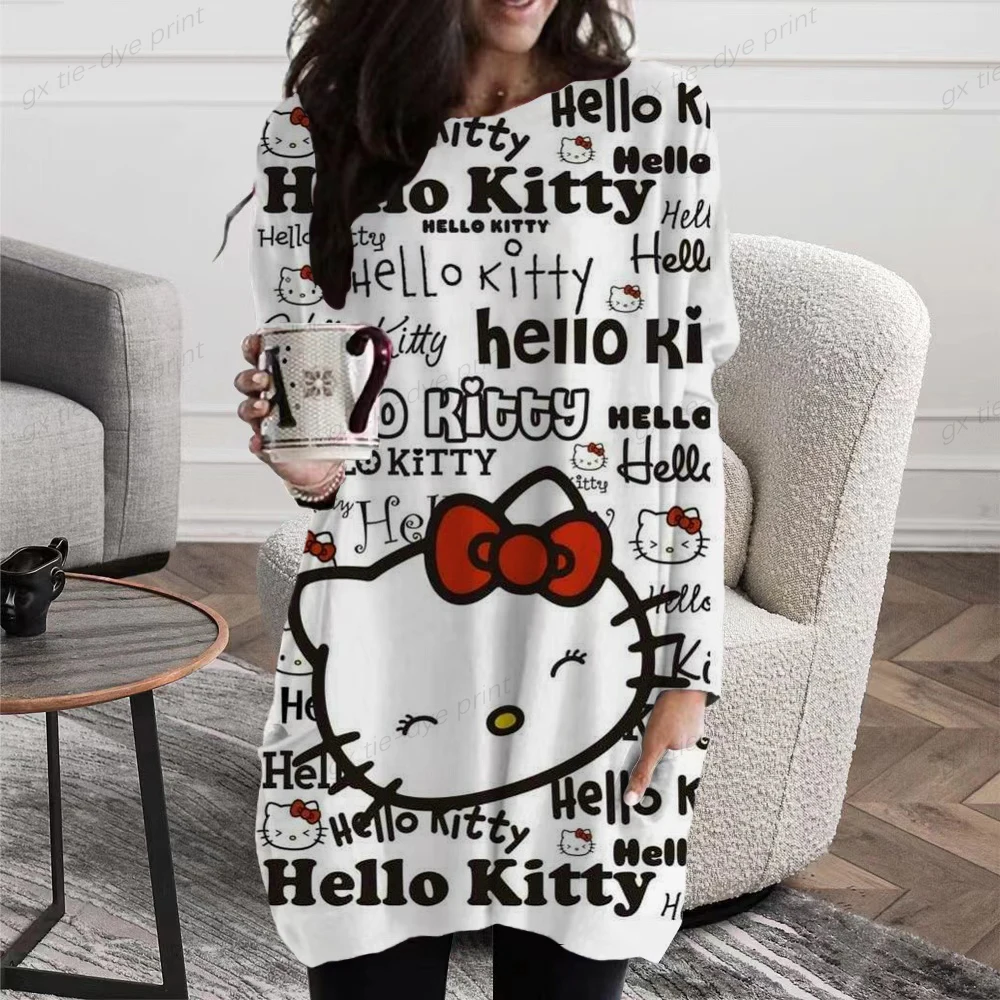 Женские рубашки с длинным рукавом и принтом Hello Kitty, Повседневная Туника с карманами, свободные топы с круглым вырезом, Осенние блузки
Женские рубашки с длинным рукавом и принтом Hello Kitty, Повседневная Туника с карманами, свободные топы с круглым вырезом, Осенние блузки