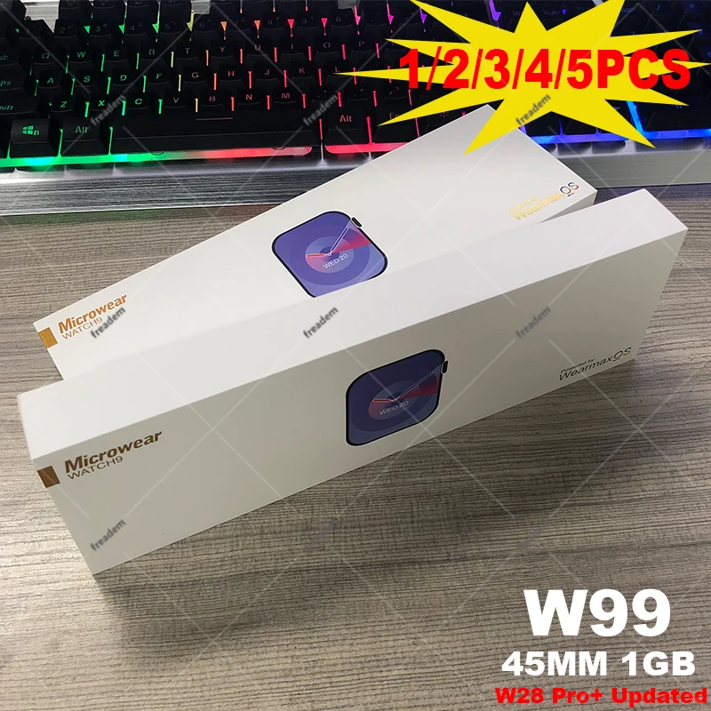 Смарт-часы W99 для мужчин и женщин, 45 мм, 1 Гб ПЗУ, BT, звонки, местные музыкальные сообщения, фотоальбом, управление жестами, Смарт-часы W28 Pro Upgate 2023