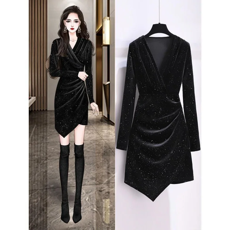 Spring New Women Elegant Casual V-Neck Sheath Dress Shiny Silk Club Party Dress autumn Long Sleeve Bodycon Dresses korean dress
Spring New Women Elegant Casual V-Neck Sheath Dress Shiny Silk Club Party Dress autumn Long Sleeve Bodycon Dresses korean dress