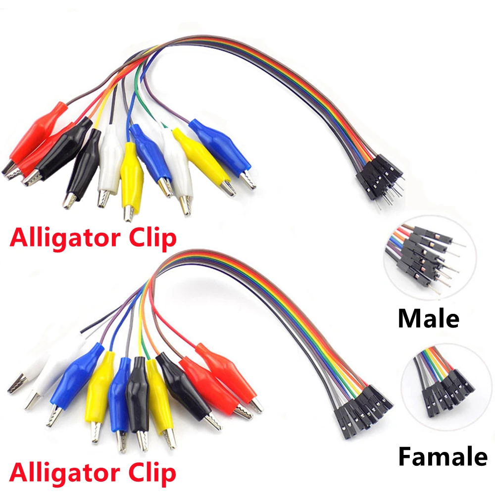 

20cm 30cm 10pin Double-end Alligator Clips jump Wire Male Female Crocodile Clip Test Lead Jumper Wire Line Cable DIY Connection