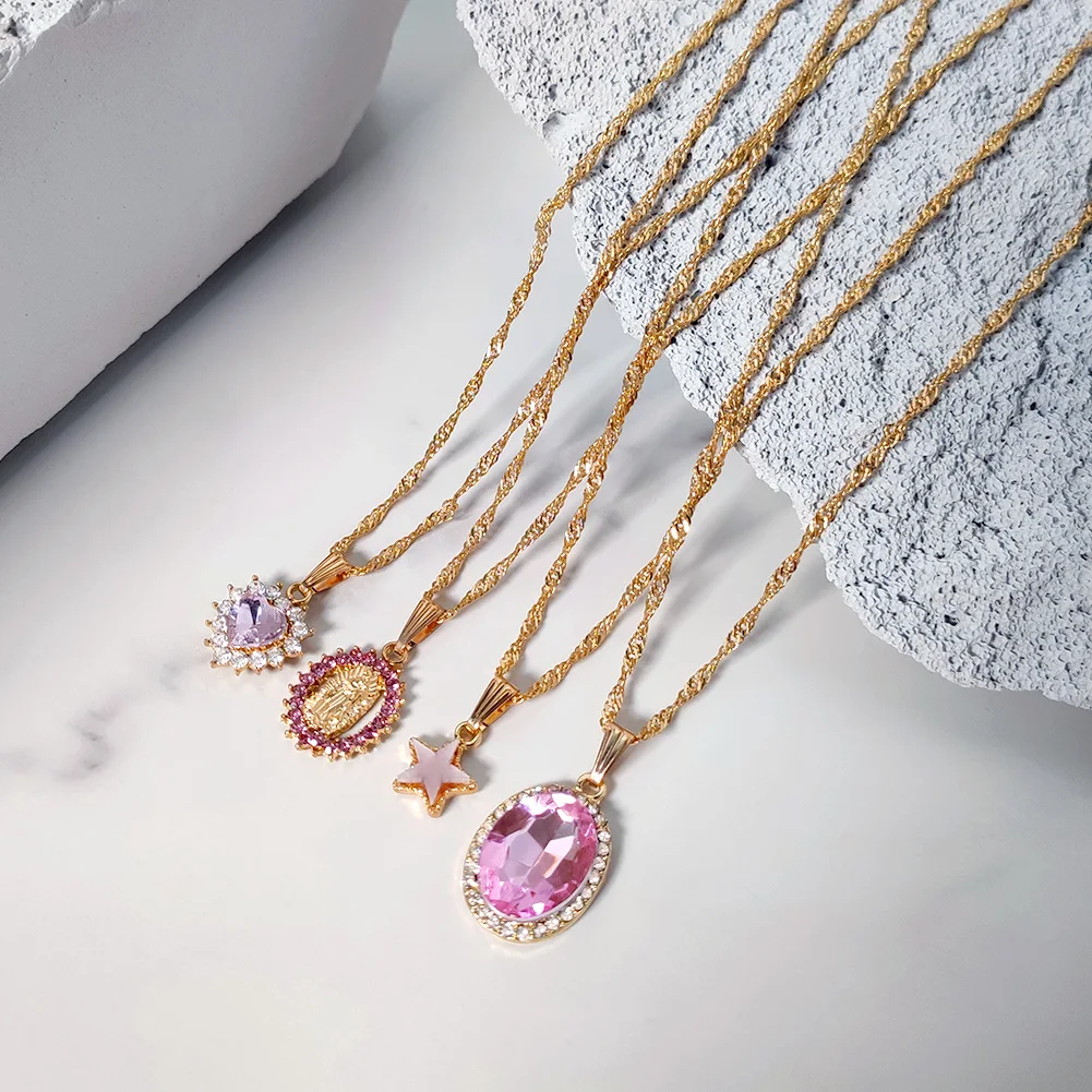 New Fashion Multilayer Necklace Pink Jewelry Crystal Necklace Set HipHop Punk Accessory Necklace Delicate Necklace Pendant Gift 
New Fashion Multilayer Necklace Pink Jewelry Crystal Necklace Set HipHop Punk Accessory Necklace Delicate Necklace Pendant Gift