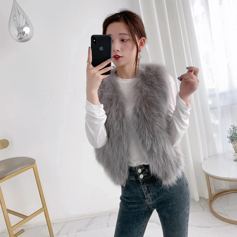 

Faux Fox Fur Vest Women Winter Warm Short Waistcoat Korea Fashion Outwear Furry Teddy Bear Coat Ladies Body Warmmer