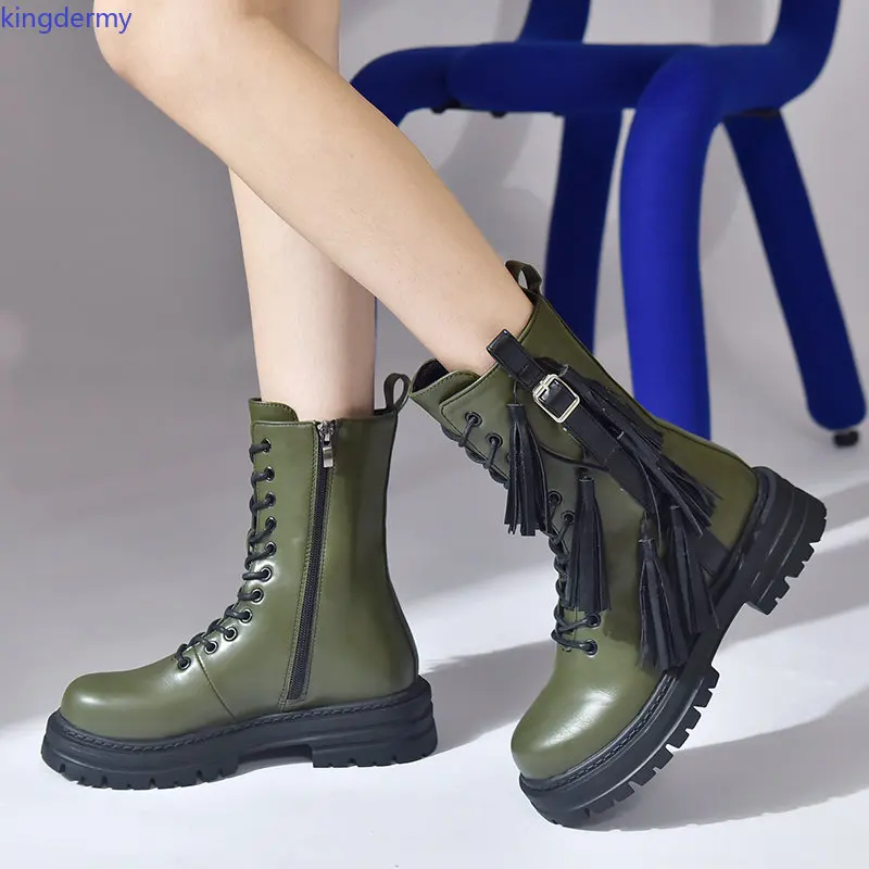Tassel Green Ankle Boots for Women PU Leather Shoes Woman British Style Platform Motorcycle Booties Autumn Winter Womens Shoe
Tassel Green Ankle Boots for Women PU Leather Shoes Woman British Style Platform Motorcycle Booties Autumn Winter Womens Shoe