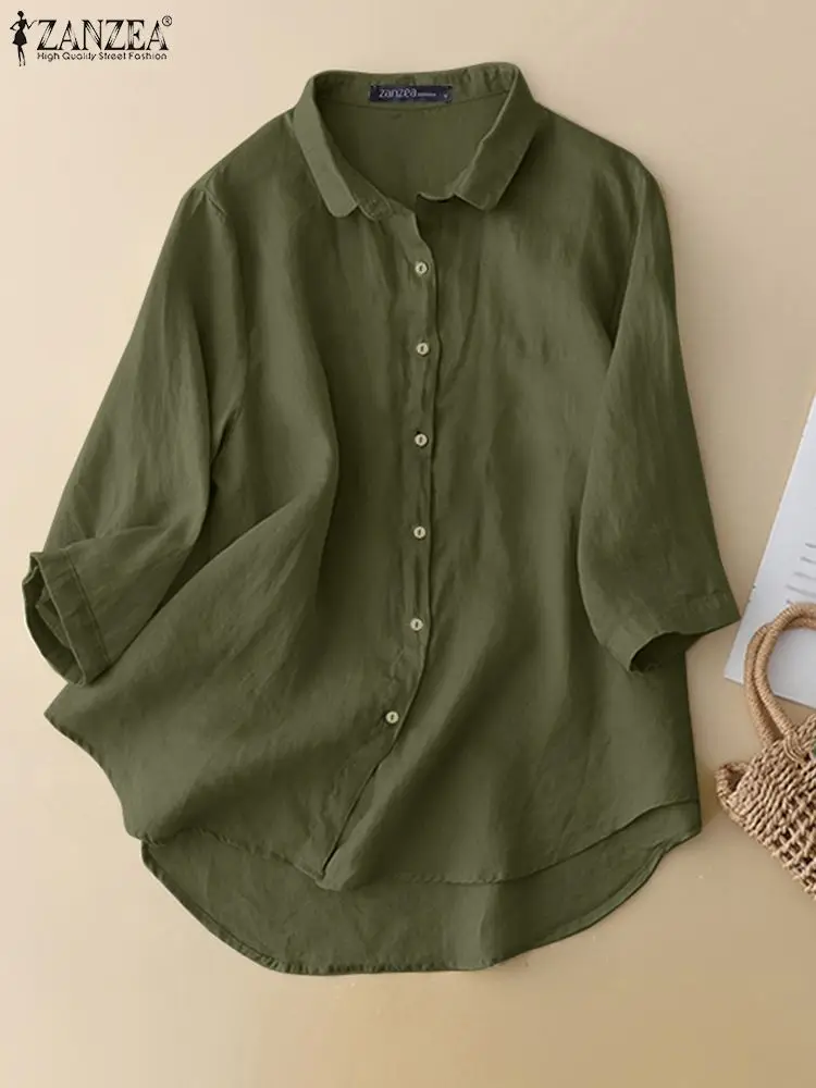 2023 ZANZEA Fashion Women Lapel Shirt Summer Work Blouse 3/4 Sleeve Buttons Blusas Femme Holiday Causal Tops Oversize Chemise
2023 ZANZEA Fashion Women Lapel Shirt Summer Work Blouse 3/4 Sleeve Buttons Blusas Femme Holiday Causal Tops Oversize Chemise