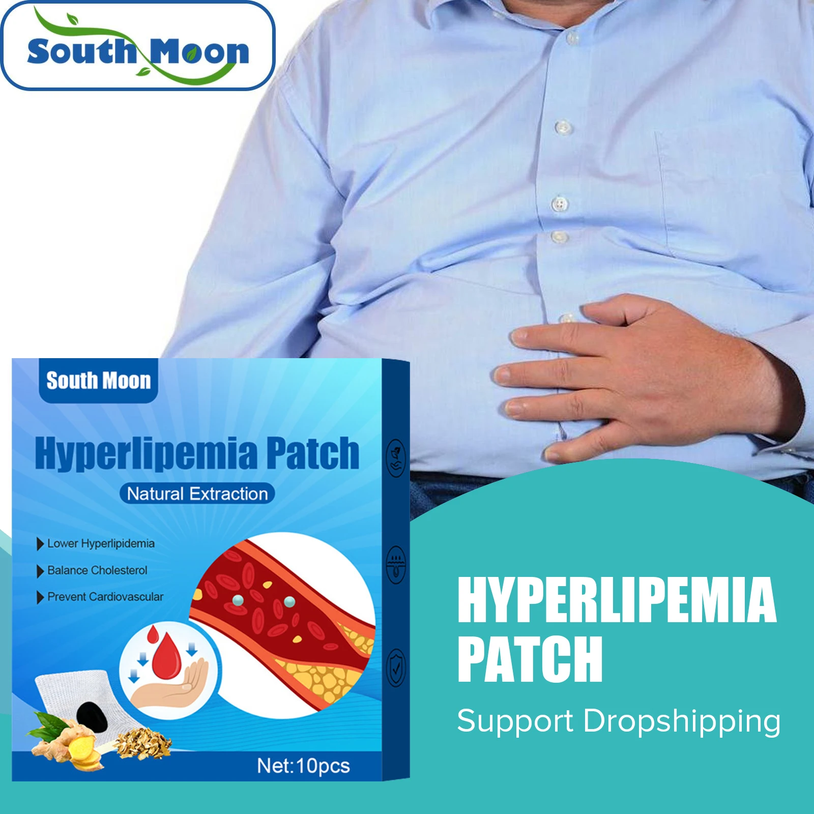 South Moon Hyperlipemia Patch Extract Diabetic Lower High Blood Pressure Balance Blood Vessel Treatment Lipid-lowering Stickers
South Moon Hyperlipemia Patch Extract Diabetic Lower High Blood Pressure Balance Blood Vessel Treatment Lipid-lowering Stickers
