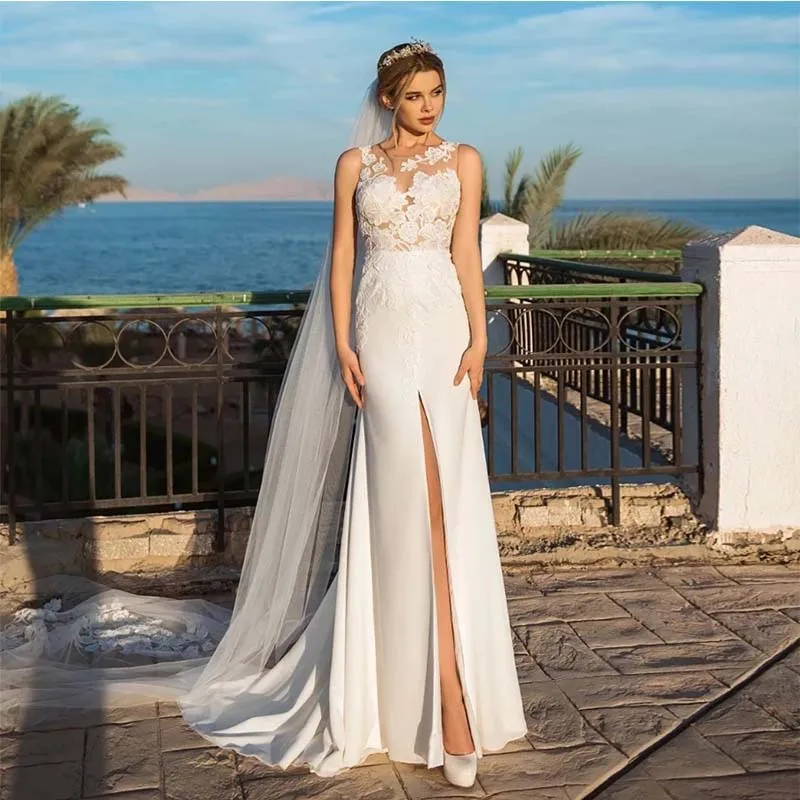 Sexy Mermaid Appliques Lace Wedding Dresses 2022 Appliqued Chiffon Illusion Bohemian Bridal Gowns Beach Elegant Custom Made
Sexy Mermaid Appliques Lace Wedding Dresses 2022 Appliqued Chiffon Illusion Bohemian Bridal Gowns Beach Elegant Custom Made