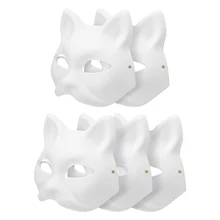 Masquerade Paper Blank White Halloween Cosplay Cat Diy Forface Paintable Couple Half Animal Mache Party Mardiup Craft