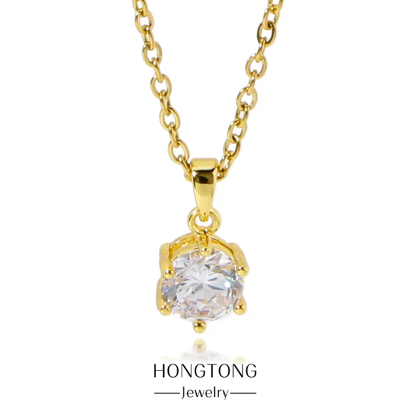 HONGTONG Euramerican Simple Stainless Steel Necklace Classic Six Claws Single Drill Zircon Pendant Clavicle Chain
HONGTONG Euramerican Simple Stainless Steel Necklace Classic Six Claws Single Drill Zircon Pendant Clavicle Chain